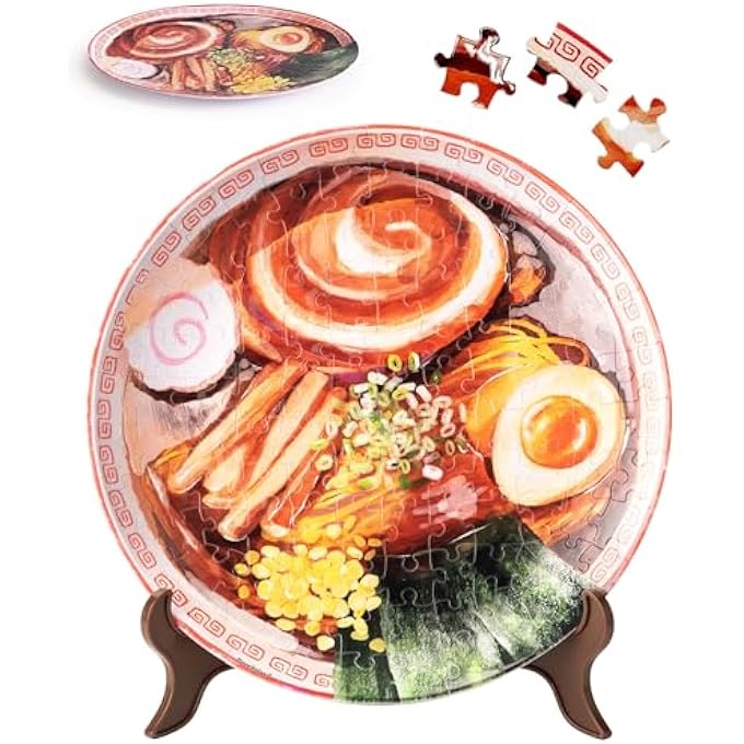 3D PUZZLE PLATE 124 PIECES - SOY SAUCE CHASHU RAMEN UNIQUE GIFT & HOME DCOR WITH PLASTIC PUZZLE PIECES [PL1012] - Image 1